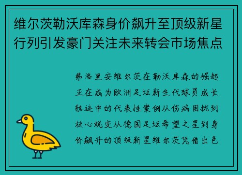 维尔茨勒沃库森身价飙升至顶级新星行列引发豪门关注未来转会市场焦点